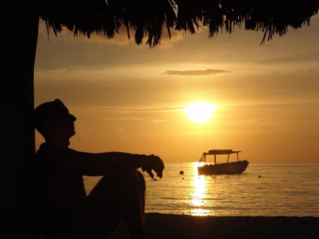sunset, nature, sea, relax, afterglow, evening atmosphere, beach, sunset sea, boat, silhouette